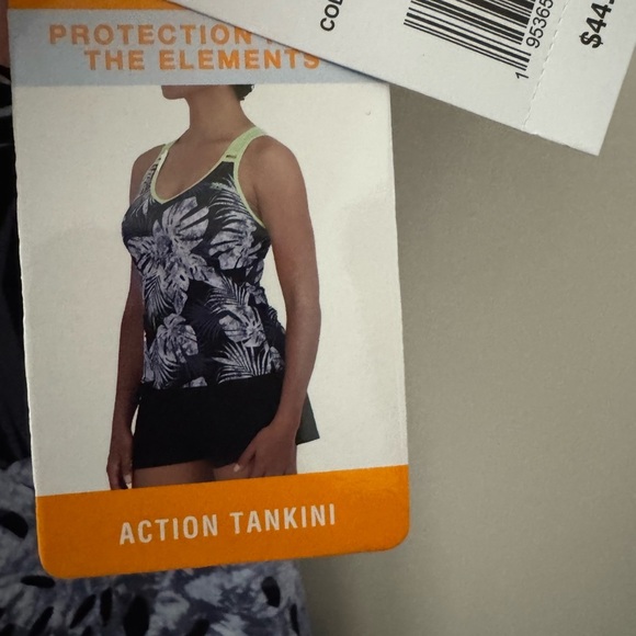 ZeroXposur Neon Green and Blue Tropical Tankini Top - Picture 4 of 5